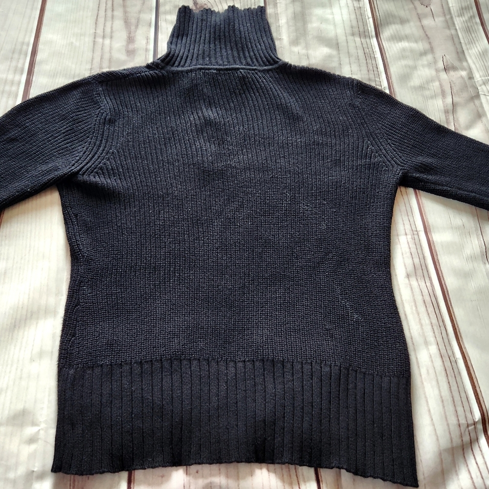 Lauren Jeans Co Knit Tunic Sweater Collared 3 Button Pocket Black Vintage Size L - Picture 5 of 8
